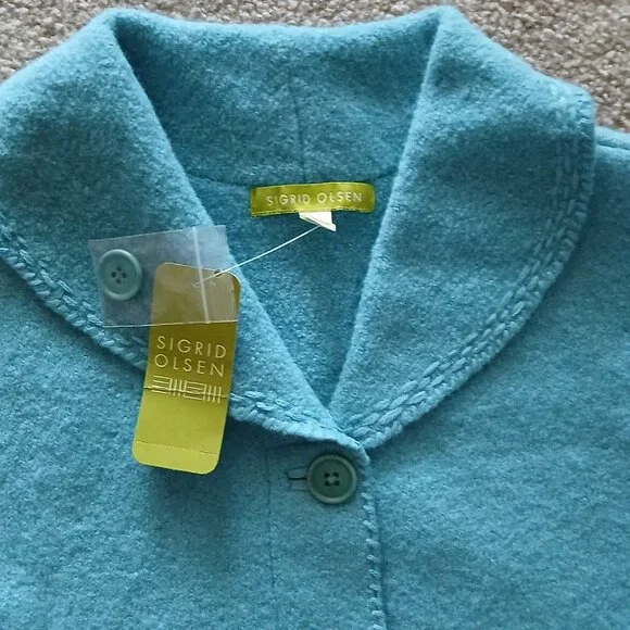 Sigrid Olsen Pea Coat 100% Wool - Picture 3 of 5